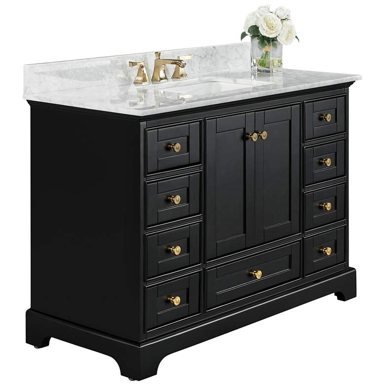 Image 2 Audrey 48 inchW Onyx Black and White Marble Single Sink Vanity