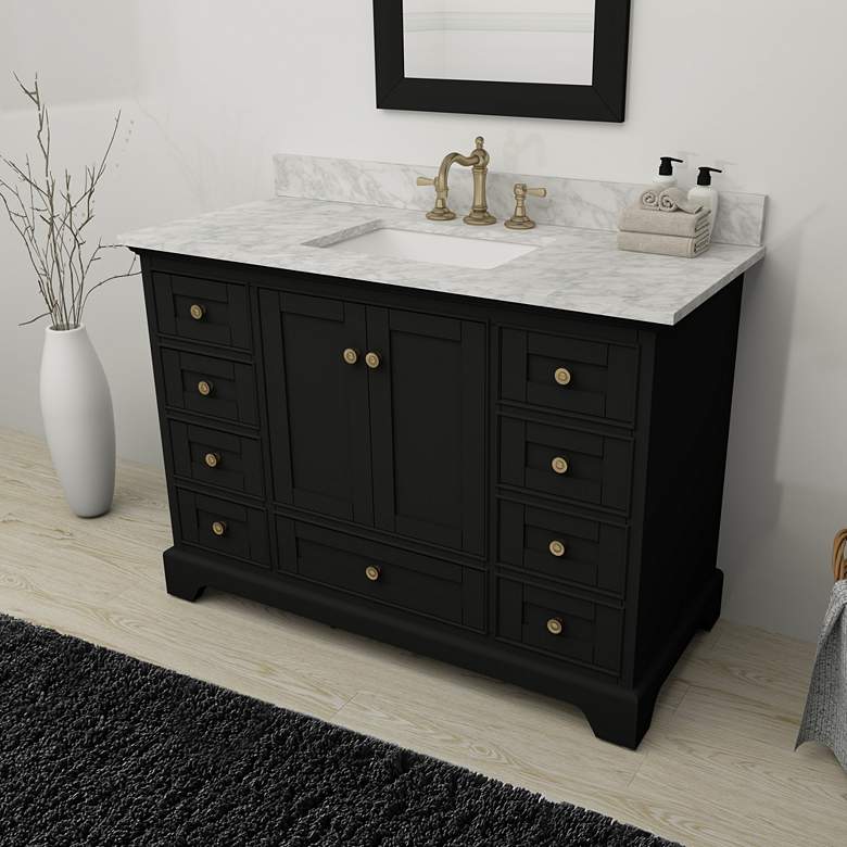 Image 1 Audrey 48 inchW Onyx Black and White Marble Single Sink Vanity