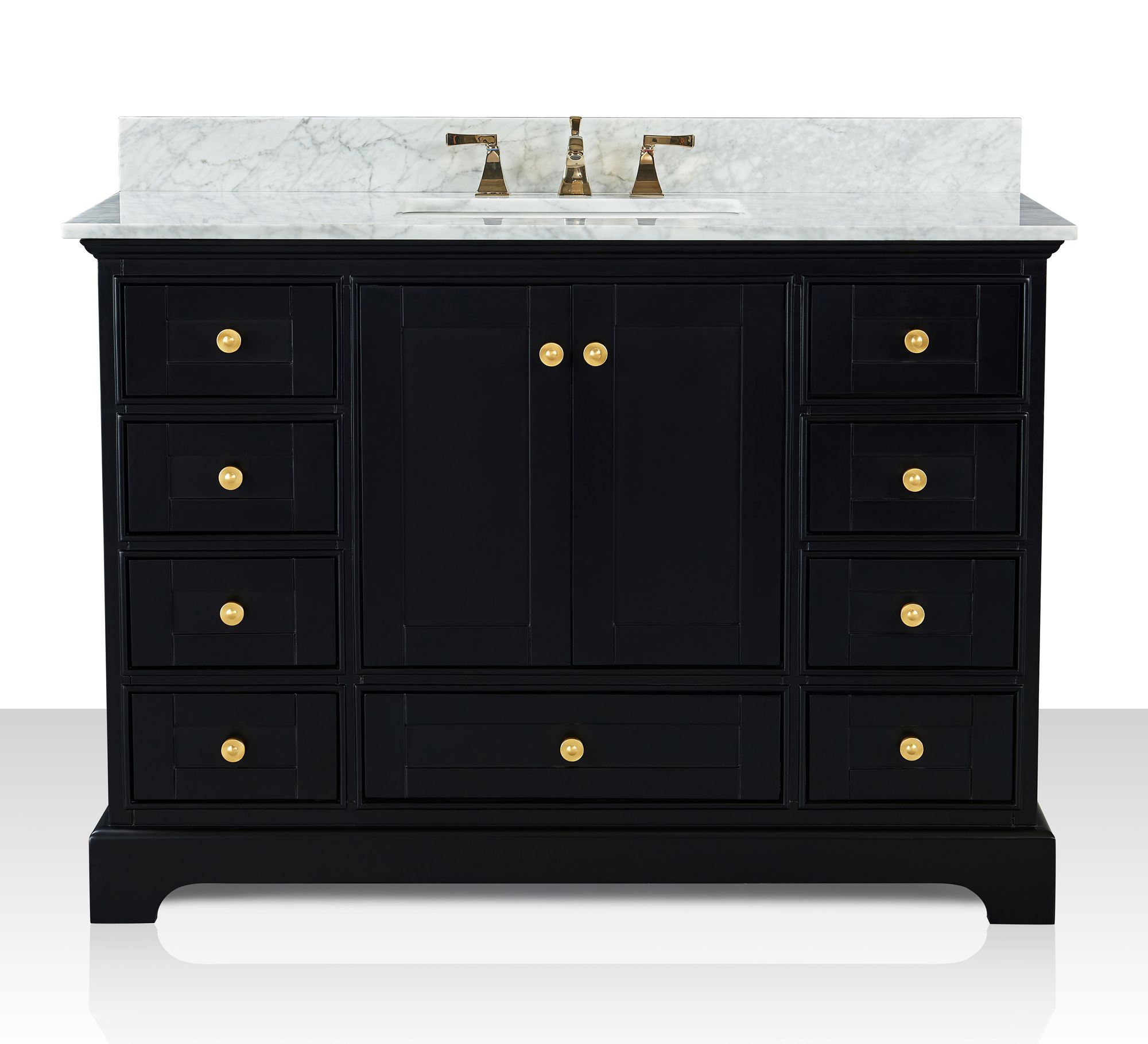 Audrey 48"W Onyx Black and White Marble Single Sink Vanity