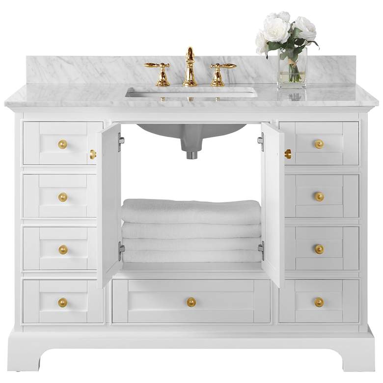 Image 4 Audrey 48 inchW White Marble Gold Hardware Single Sink Vanity more views