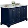 Audrey 60"W Heritage Blue White Marble Double Sink Vanity