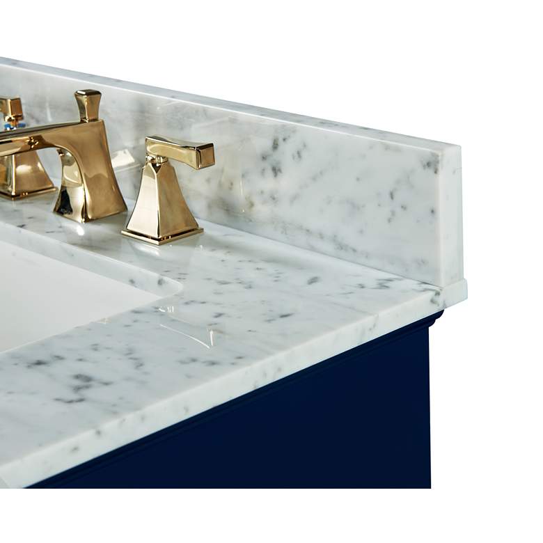 Audrey 60&quot;W Heritage Blue White Marble Double Sink Vanity more views
