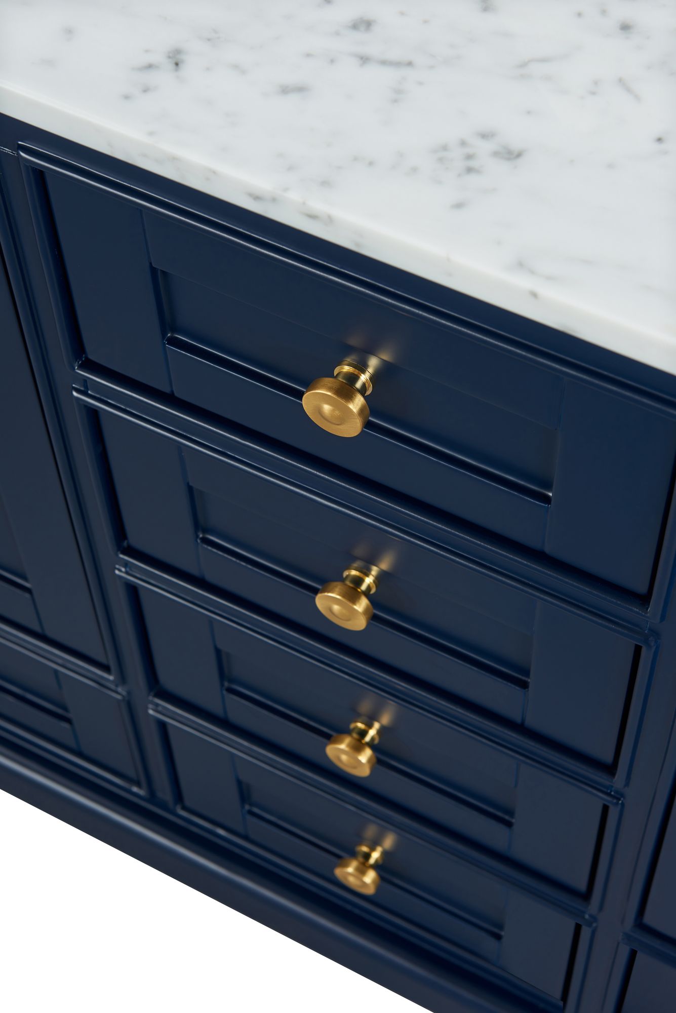 Image 6 Audrey 60"W Heritage Blue White Marble Double Sink Vanity more views