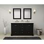 Audrey 60"W Onyx Black and White Marble Double Sink Vanity