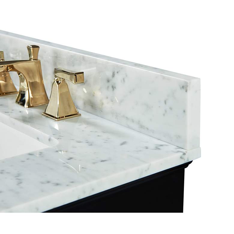 Image 5 Audrey 60"W Onyx Black and White Marble Double Sink Vanity more views