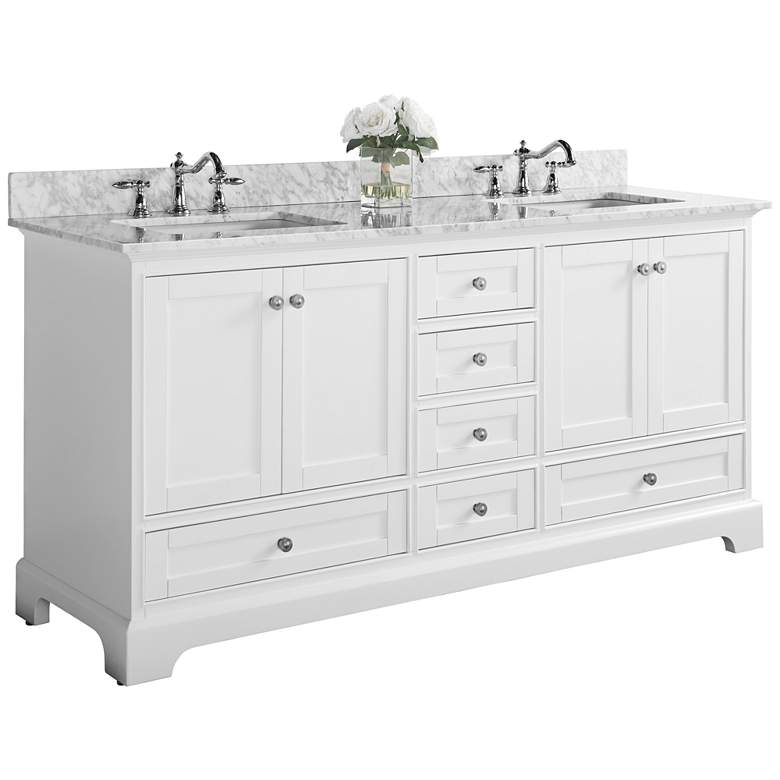 Image 1 Audrey 72 inch White 6-Drawer Double Sink Vanity