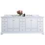Audrey 84" White Double Sink Vanity with Quartz Stone Top and Gold Har