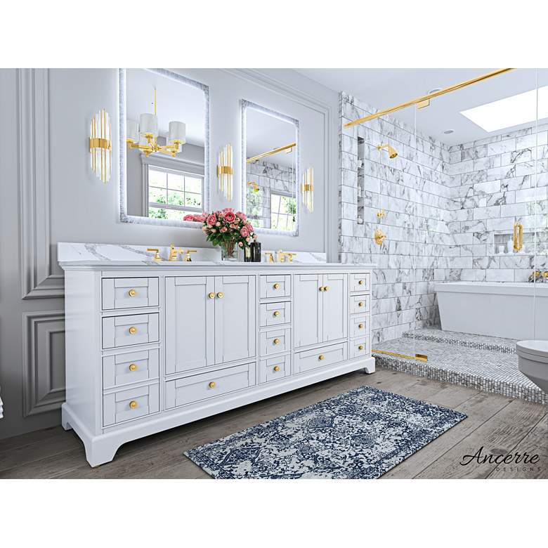 Image 3 Audrey 84" White Double Sink Vanity with Quartz Stone Top and Gold Har more views
