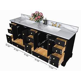 Image5 of Audrey 84"W Double Sink Black Onyx Vanity Set with Quartz Stone Top more views