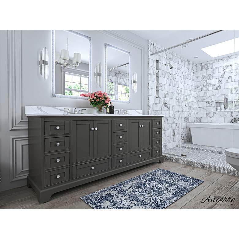 Image 3 Audrey 84"W Sapphire Gray Double Sink Vanity Set with Quartz Stone Top more views