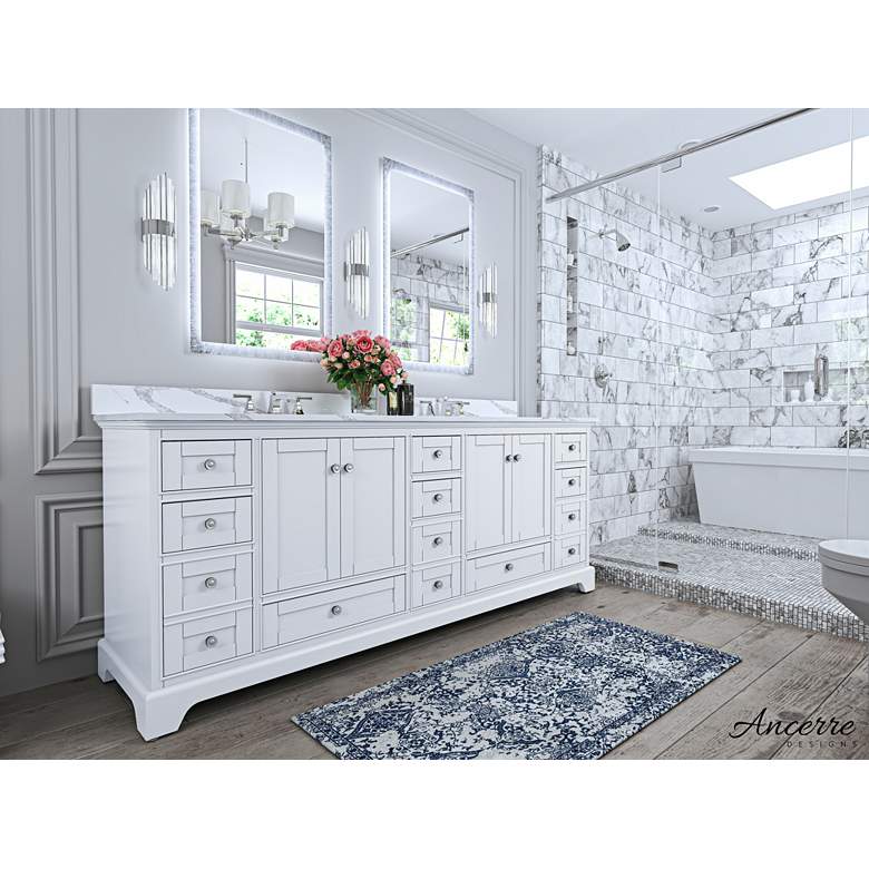 Image 3 Audrey 84"W White Bath Vanity with White Quartz Stone Countertop more views