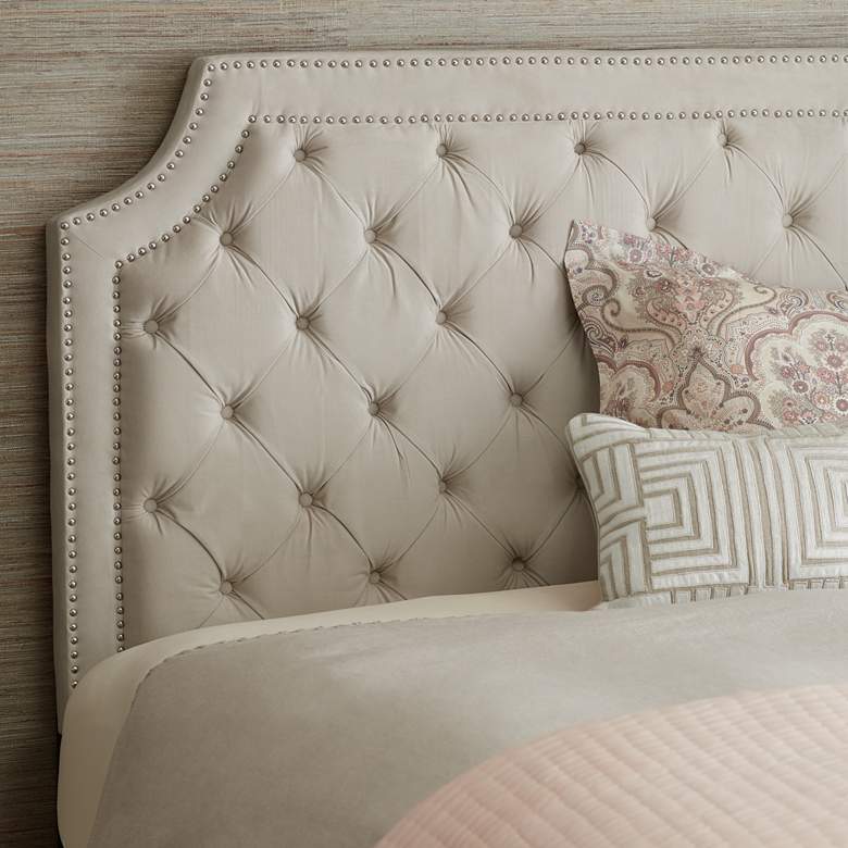 Image 1 Audrey Cosmo Snow Upholstered Queen Headboard