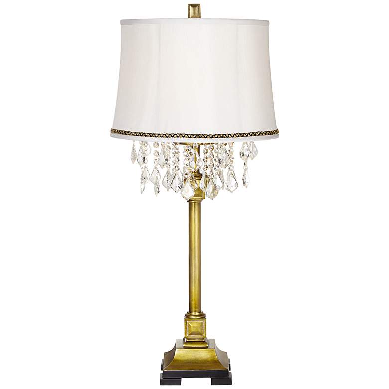 Image 1 Audrey Crystal Console Lamp with Gold and Black Trim
