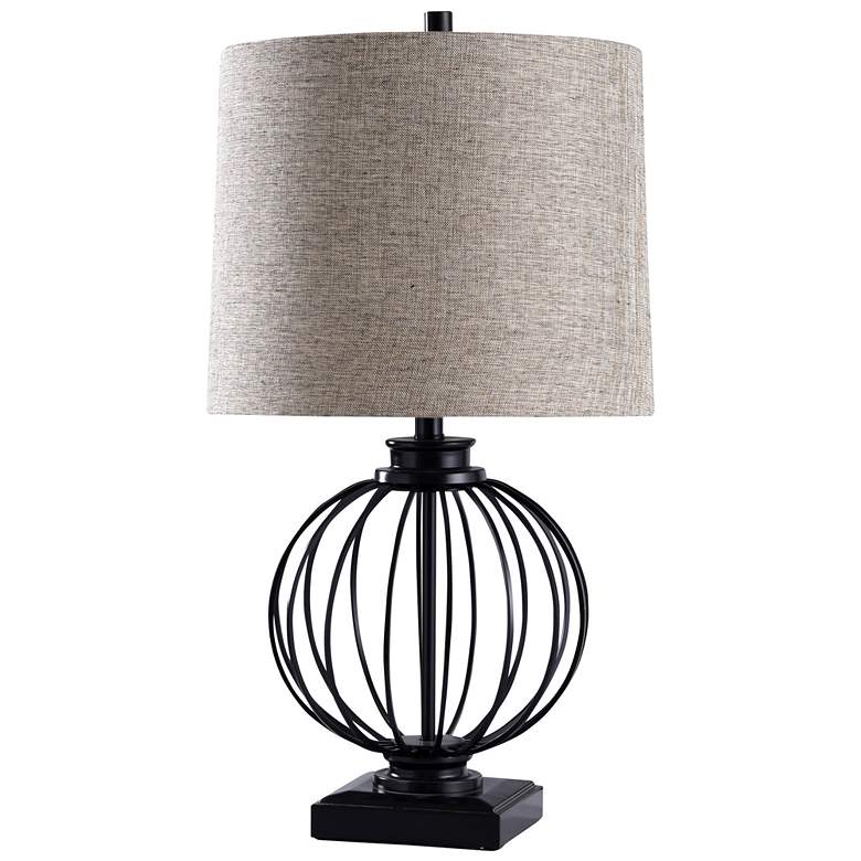 Image 1 Audrey Metal Ball Cage Table Lamp - Black Finish with a Round Shade
