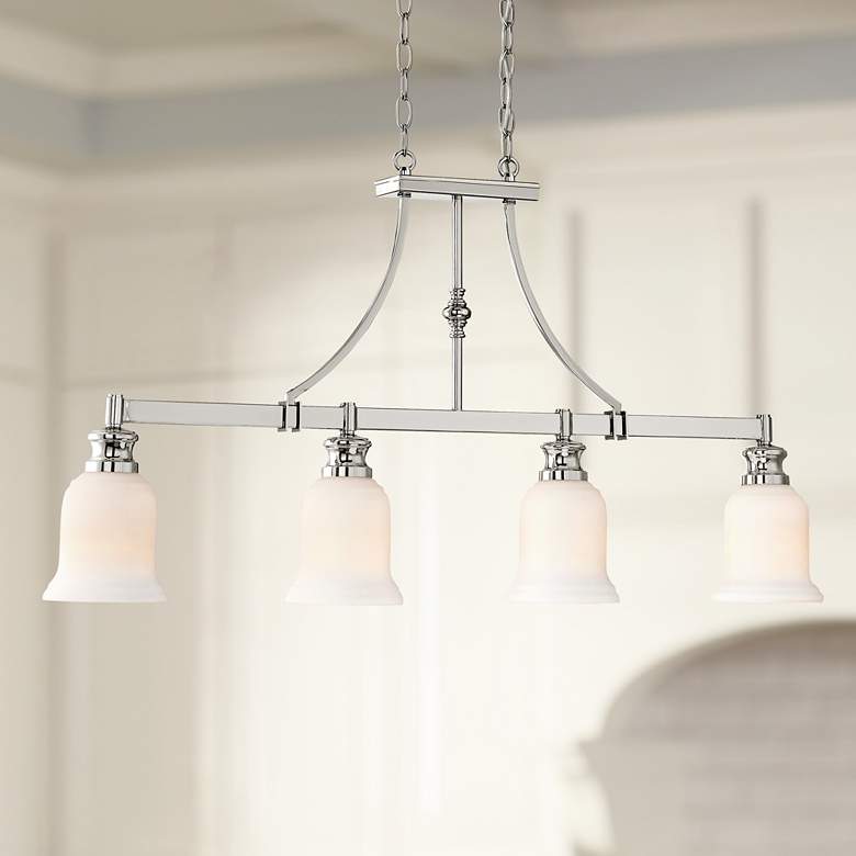 Image 1 Audrey's Point 38 1/4"W Nickel Kitchen Island Light Pendant