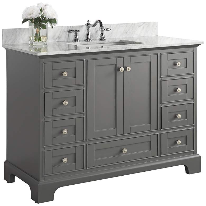 Image 1 Audrey Sapphire Gray 48 inch White Marble Single Sink Vanity