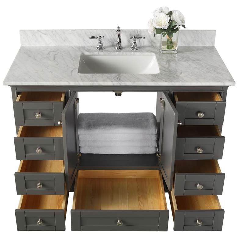 Image 3 Audrey Sapphire Gray 48 inch White Marble Single Sink Vanity more views