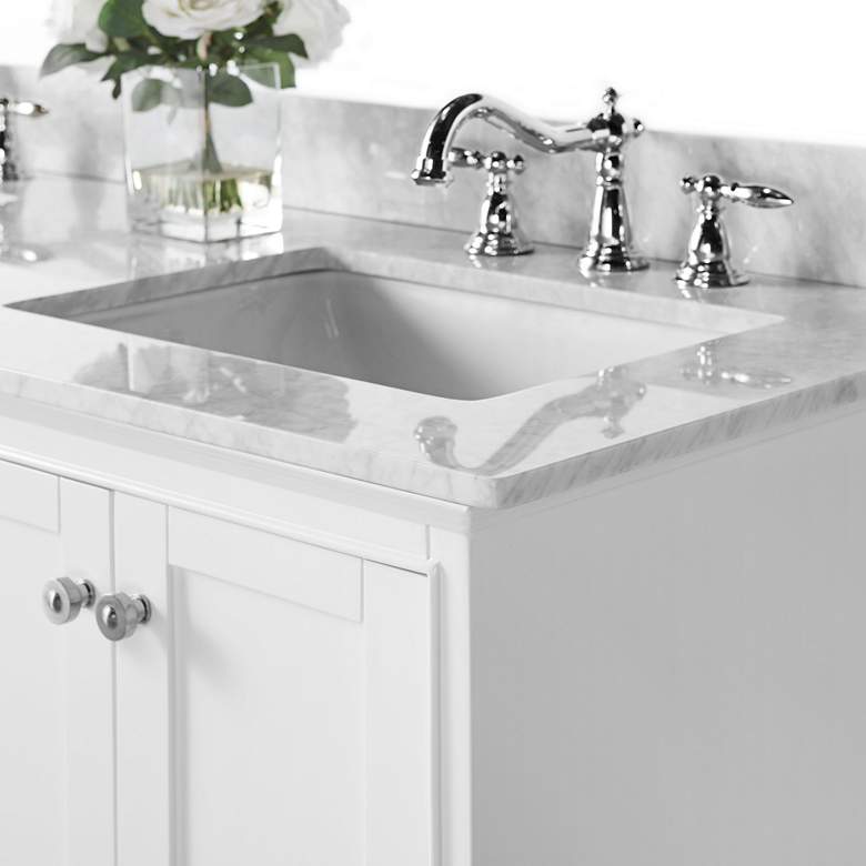 Audrey White 60&quot;W Italian White Marble Double Sink Vanity more views