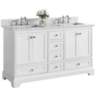 Audrey White 60"W Italian White Marble Double Sink Vanity