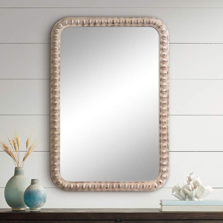 Image 1 Audrey White Washed Wood 23 1/2 inch x 34 inch Wall Mirror