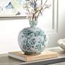 2_Audrie 11" High Green and White Ceramic Decorative Vase