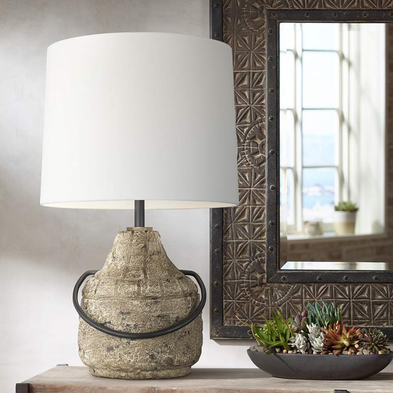 Image 1 Augie Stone and Aged Iron Ellen DeGeneres Collection LED Table Lamp