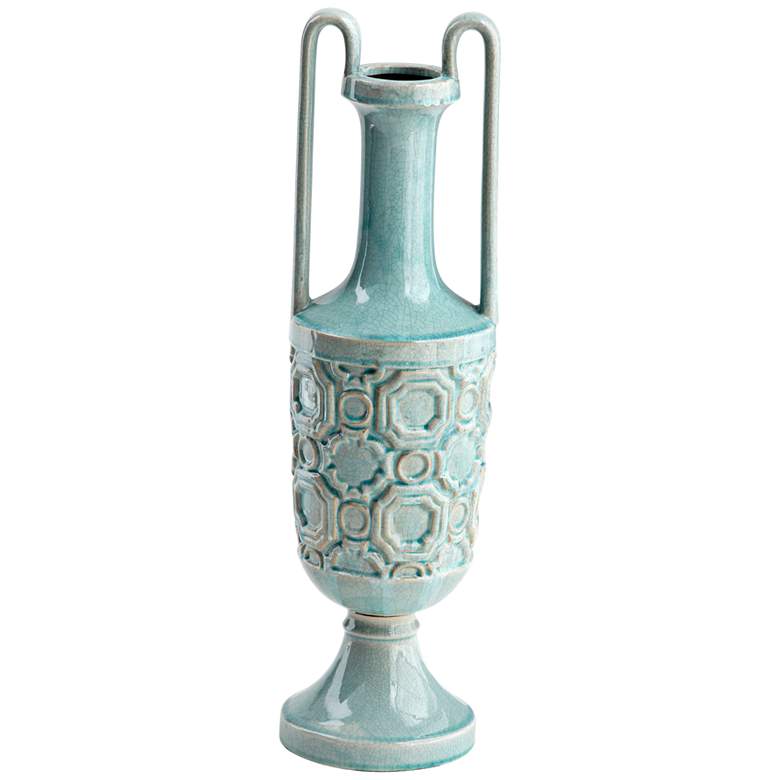 Image 1 August Sky Teal Blue 23 1/2" High Ceramic Vase