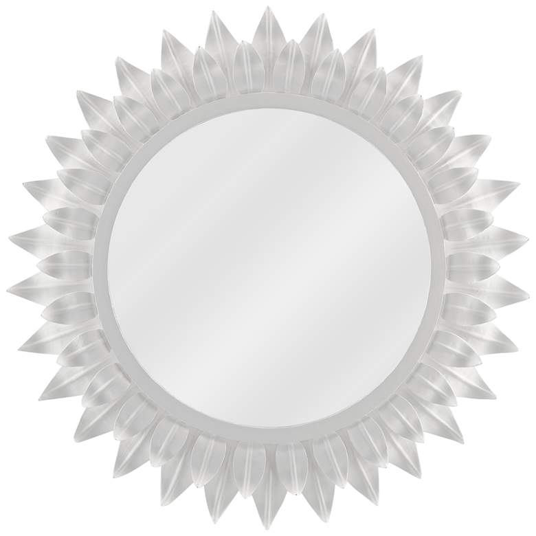Image 1 August White Gesso Sunburst Motif 22 1/2 inch Round Wall Mirror
