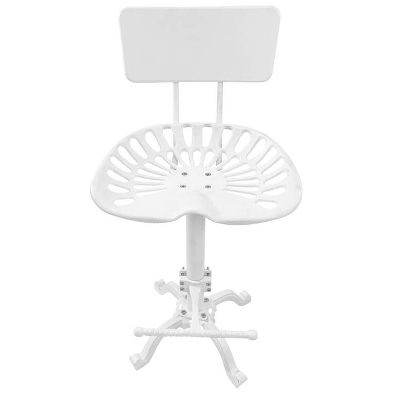 Image 1 August White Tractor Seat Barstool with Back