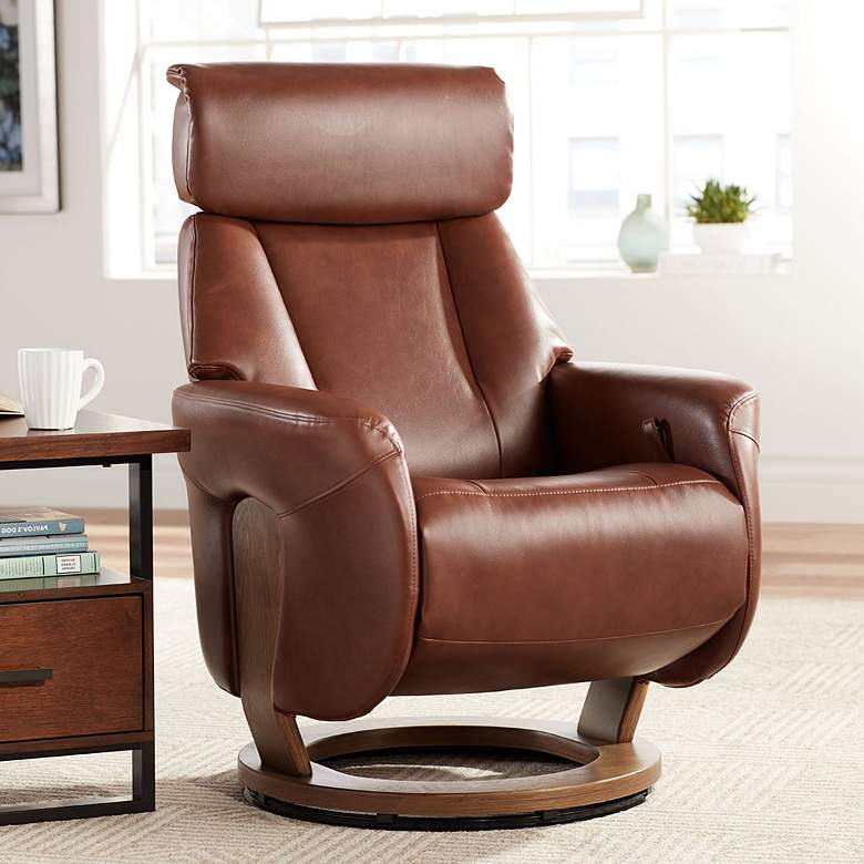Image 2 Augusta Brown Faux Leather 4-Way Modern Recliner Chair