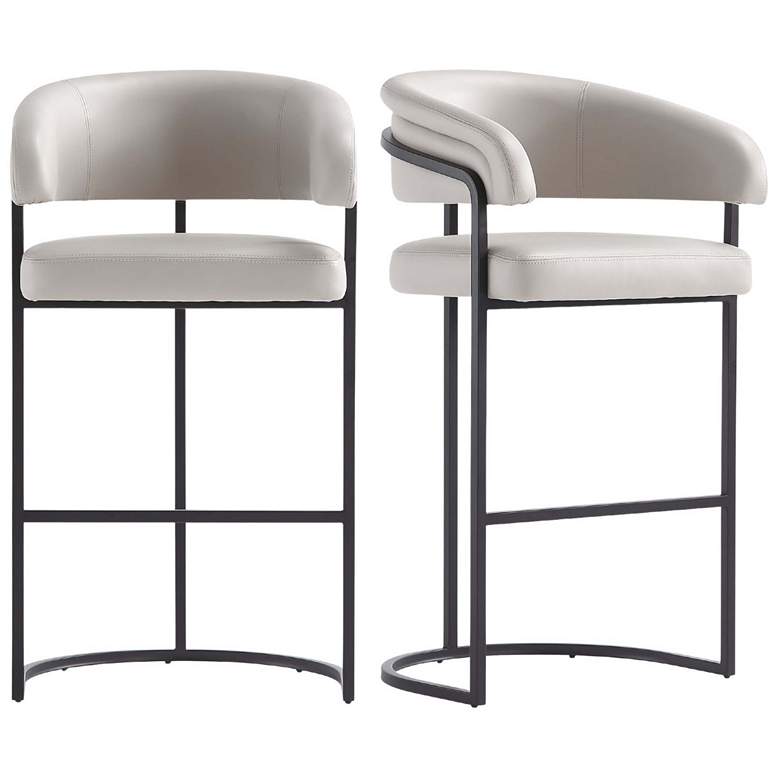 Image 1 Augusta Modern Leatherette Upholstered Barstool in Light Grey - Set of 2
