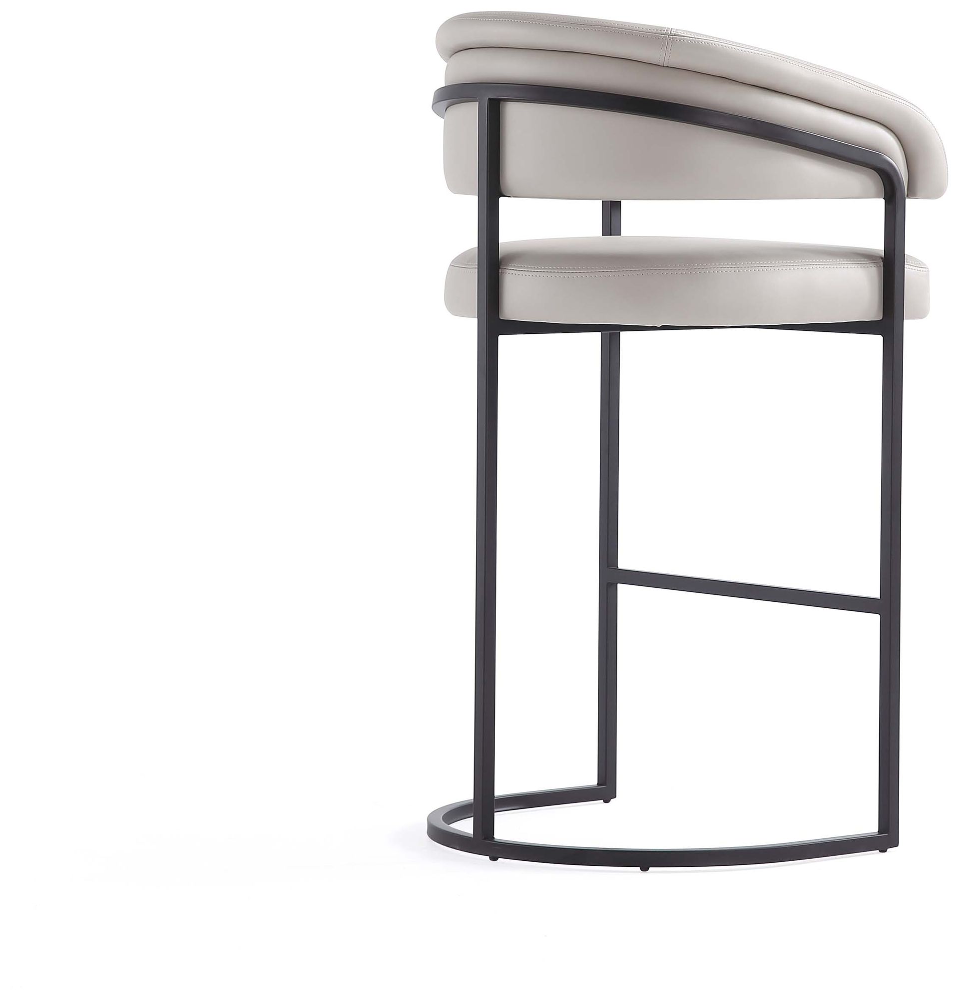 Augusta Modern Leatherette Upholstered Barstool in Light Grey - Set of 2