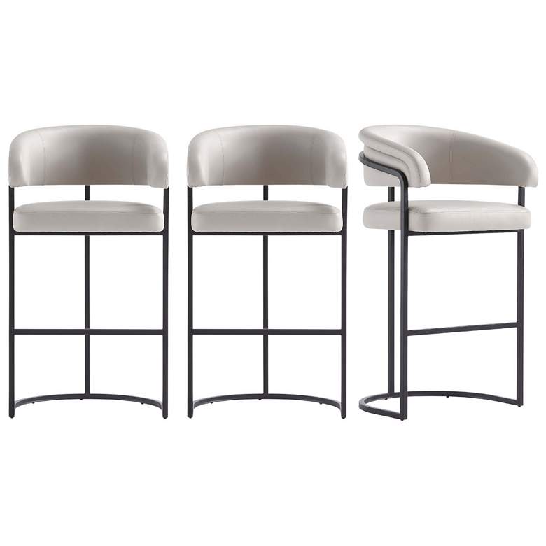 Image 1 Augusta Modern Leatherette Upholstered Barstool in Light Grey - Set of 3