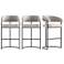 Augusta Modern Leatherette Upholstered Barstool in Light Grey - Set of 3