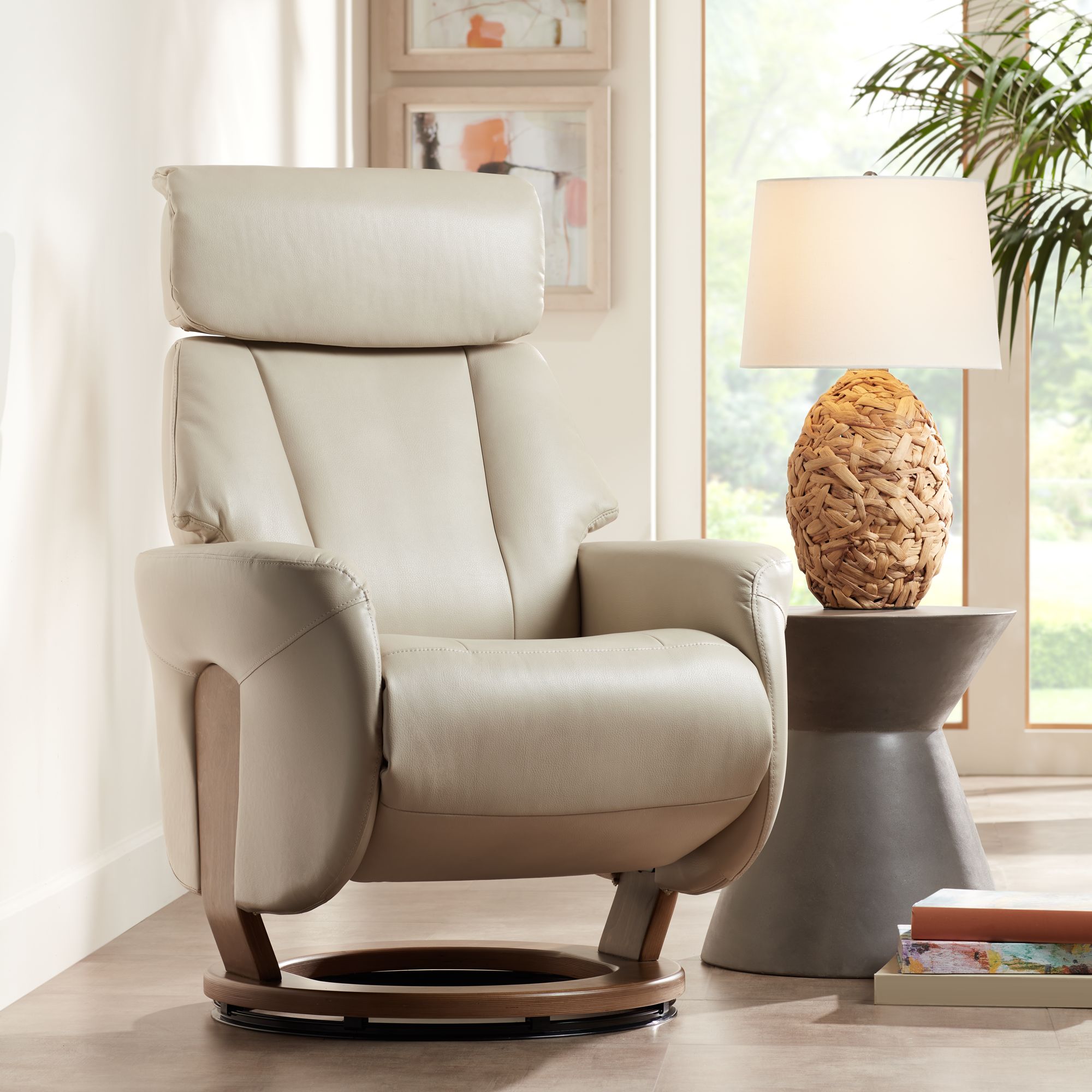 taupe leather recliner chair