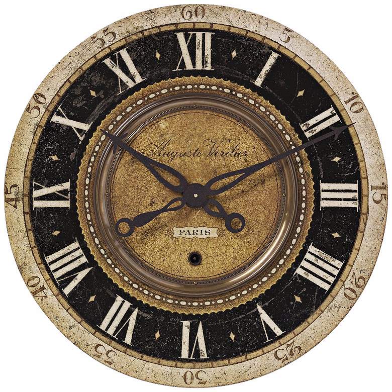 Image 1 Auguste Verdier Black Gold 27" Wide Round Wall Clock