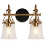 2_Auisre 12" High Black and Brass 2-Light Wall Sconce