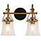 Auisre 12" High Black and Brass 2-Light Wall Sconce