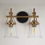 1_Auisre 12" High Black and Brass 2-Light Wall Sconce
