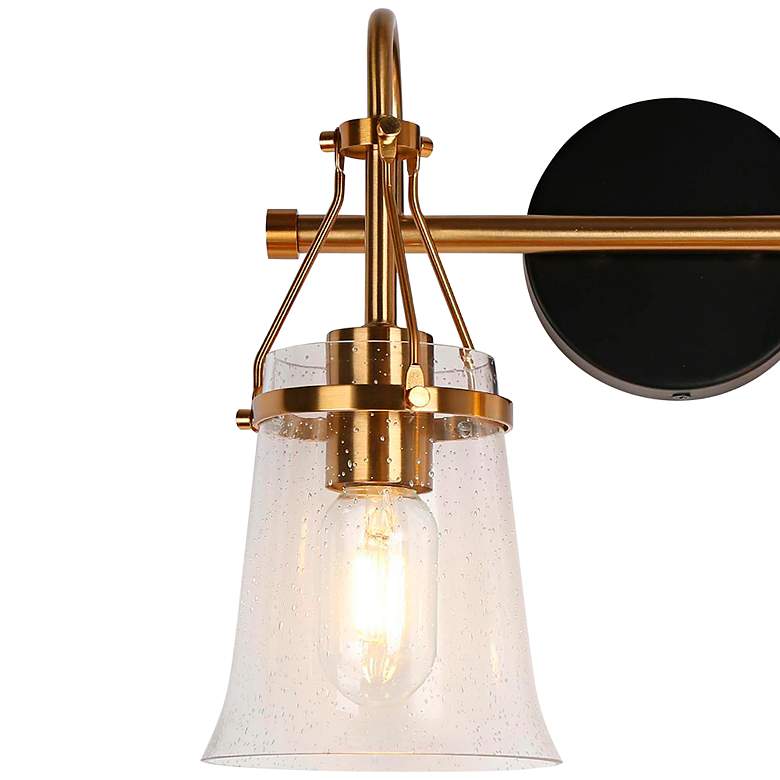 Image 3 Auisre 12" High Black and Brass 2-Light Wall Sconce more views