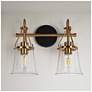 7_Auisre 12" High Black and Brass 2-Light Wall Sconce more views