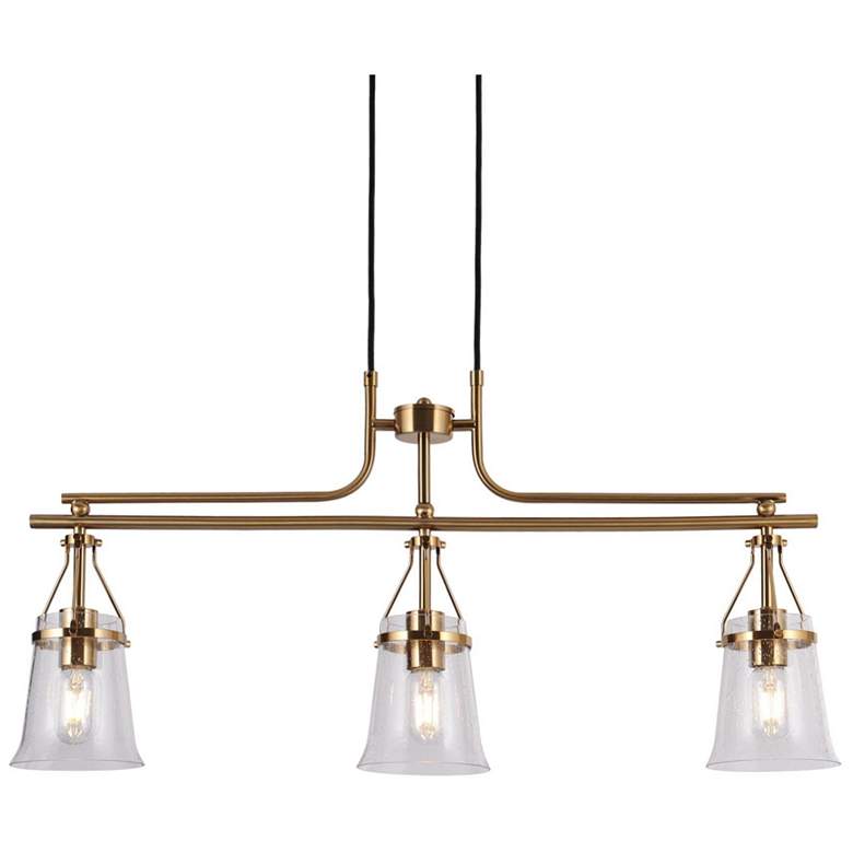 Image 1 Auisre 3-Light Gold Linear Glass Shade Chandelier