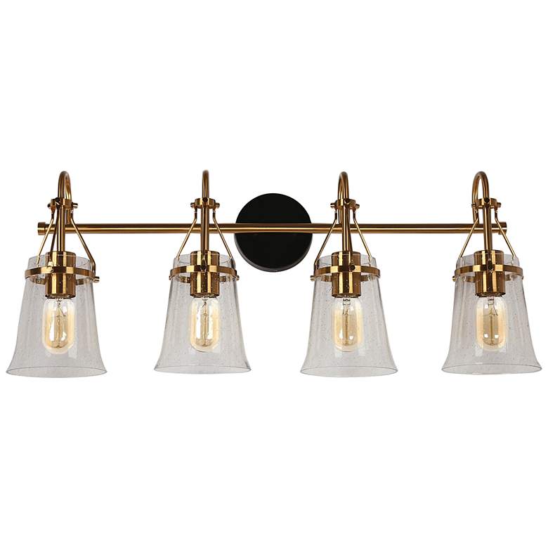 Image 6 Auisre 30 inch Wide Black and Brass 4-Light Vanity Bath Light more views