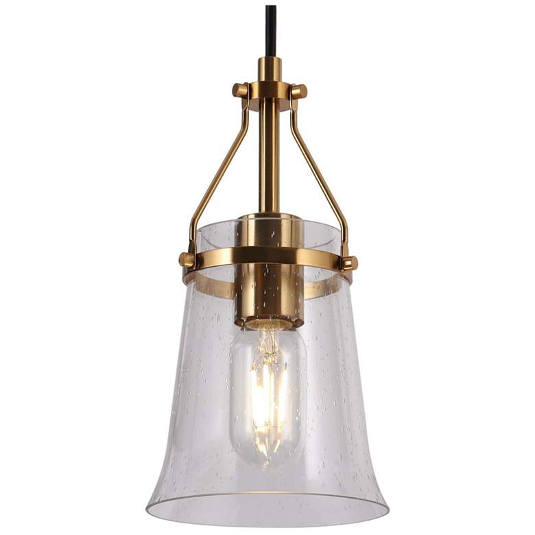 Image 1 Auisre 5 1/2"W Plating Brass Mini Pendant w/ Seeded Glass