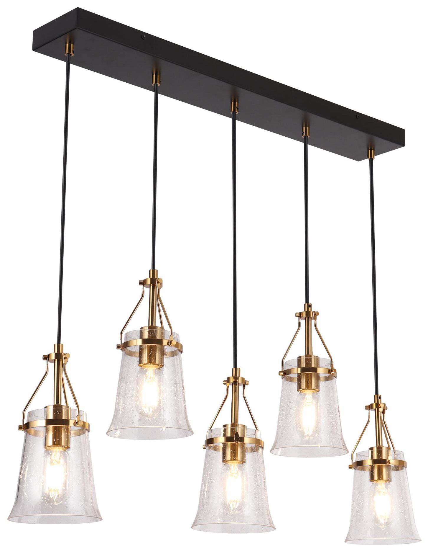 Auisre 5-Light Gold Linear Glass Shade Chandelier