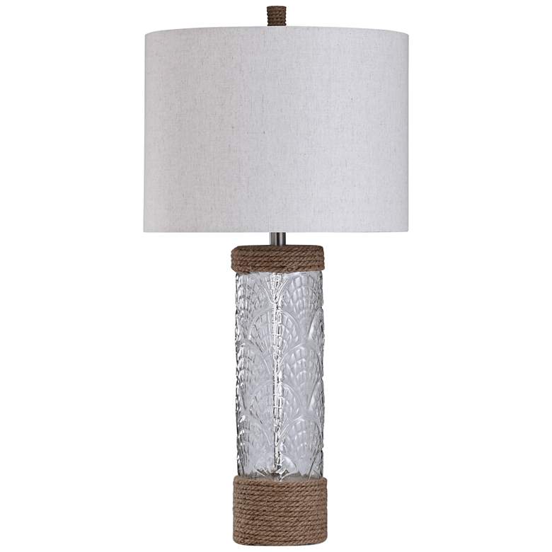 Image 1 Aukai Clear Glass and Natural Rope Column Table Lamp