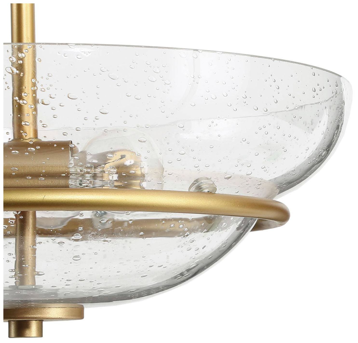 Thumbnail3 of Aura 12"W 3-Light Gold Drum Seeded Glass Semi-Flush Mount more views