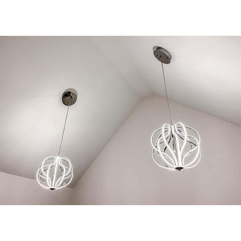 Image 2 Aura 17" Wide Polished Chrome LED Globe Pendant Light more views