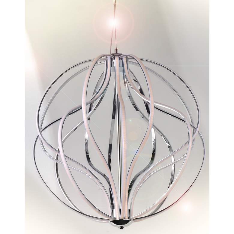 Image 3 Aura 17" Wide Polished Chrome LED Globe Pendant Light more views