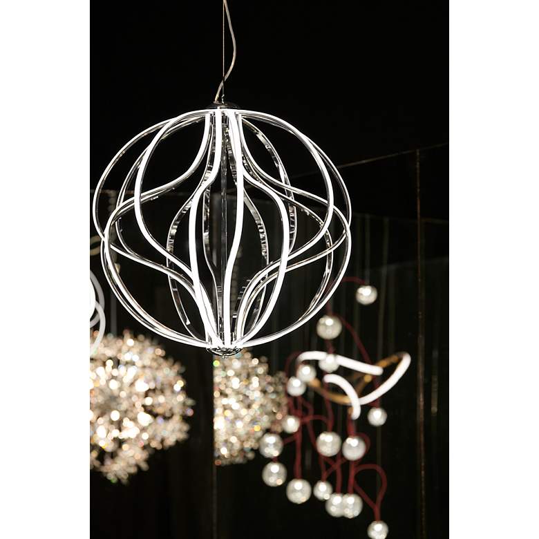 Image 5 Aura 17" Wide Polished Chrome LED Globe Pendant Light more views
